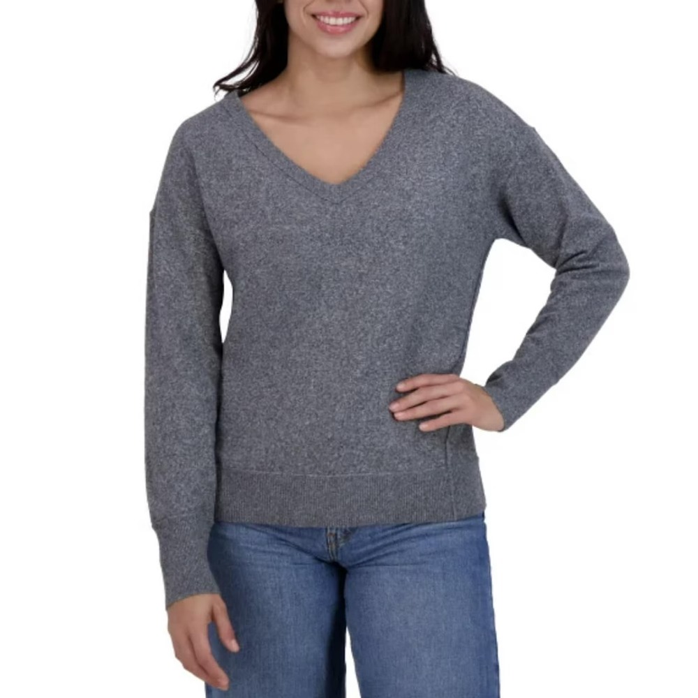 Lucky Brand Women's V-Neck Sweater, Heather Gray, Size: Large, NWOT